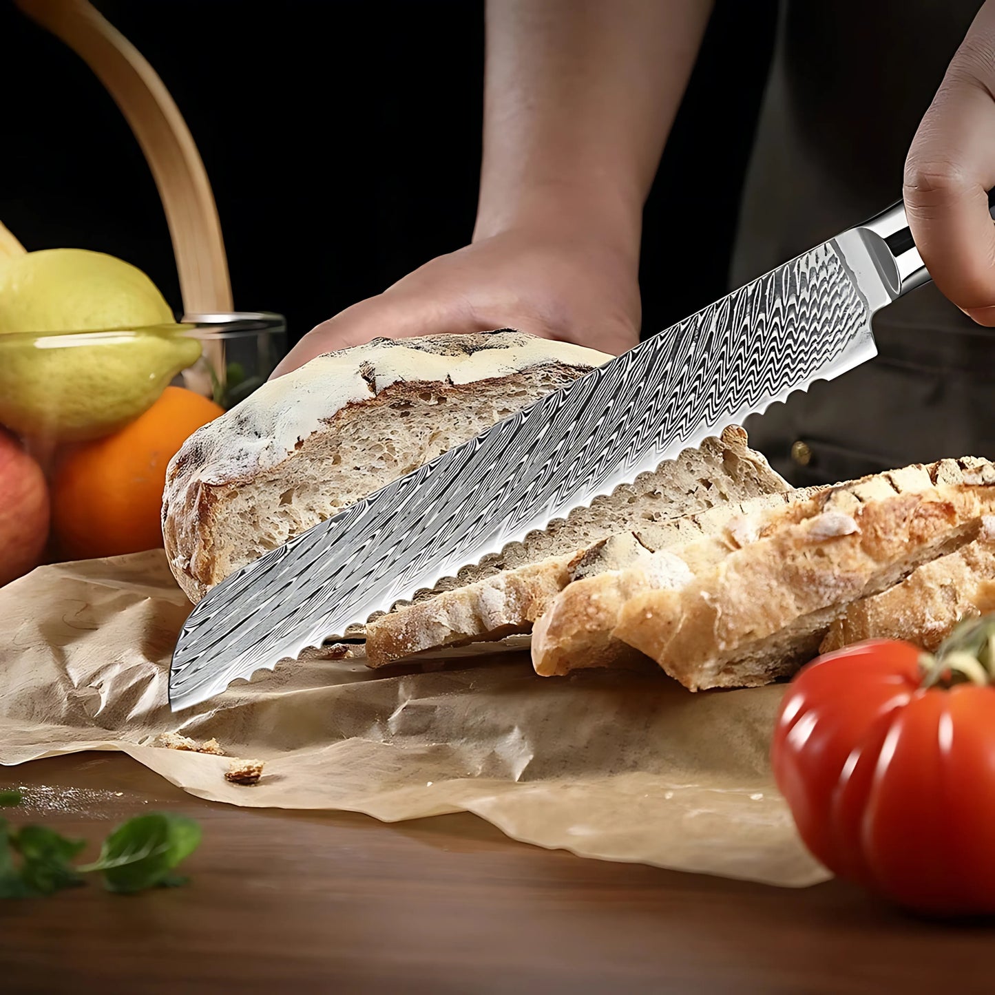 Asahi Damascus Bread Knife