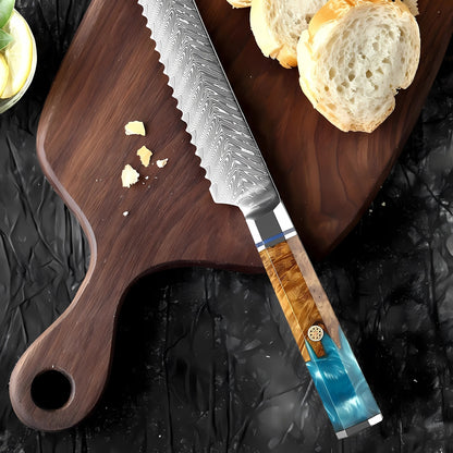 Akarui Damascus Bread Knife