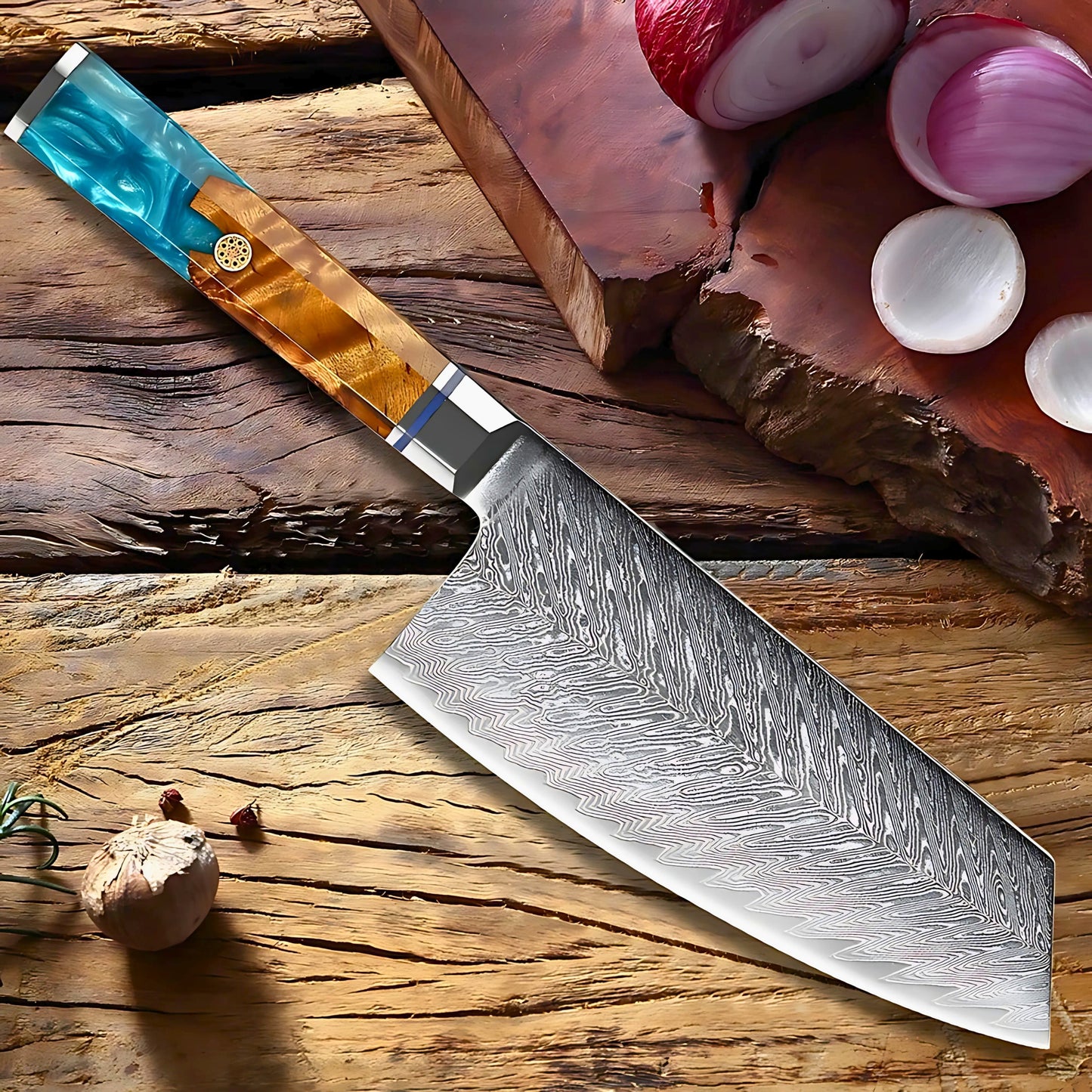 Akarui Damascus Chucabocho Knife