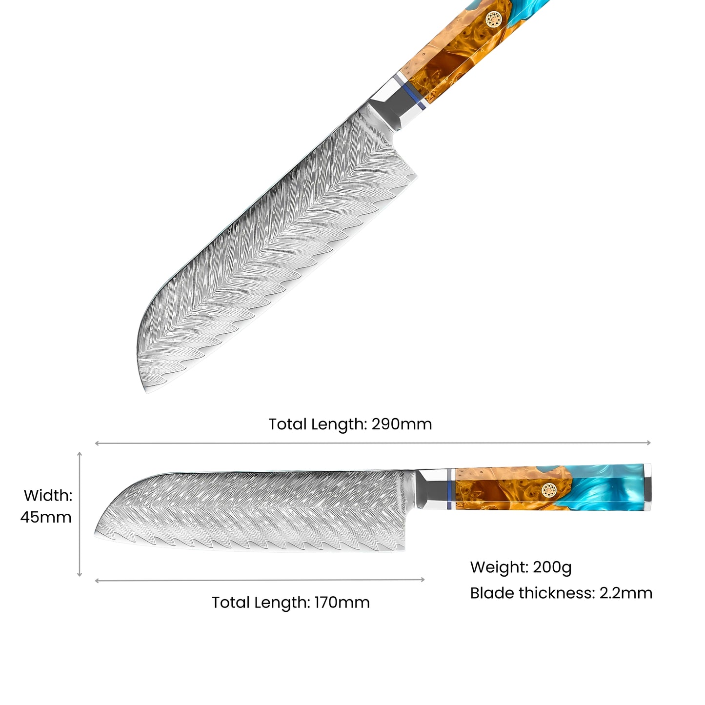 Akarui Damascus Santoku